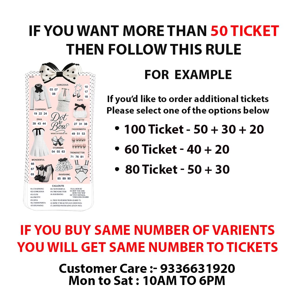 Kitty Party Tambola Tickets — bulk order options and customer care info