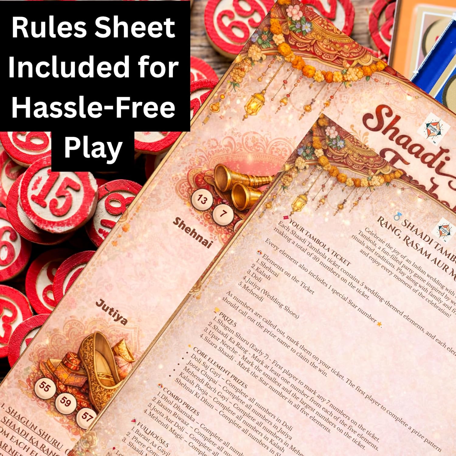 Wedding Tambola Tickets — rules sheet included with the product